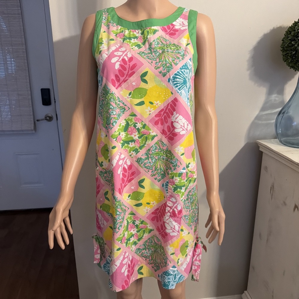 Lilly Pulitzer Dress Patchwork Print Size 6 Lined Beach Resortwear Summer Preppy